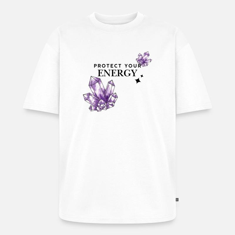 Violette Kristallcluster auf Schwarz - Unisex Premium Oversized Bio T-Shirt - Weiß