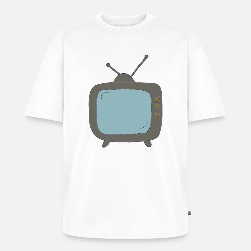 fernseher comicstyle - Unisex Premium Oversized Bio T-Shirt - Weiß