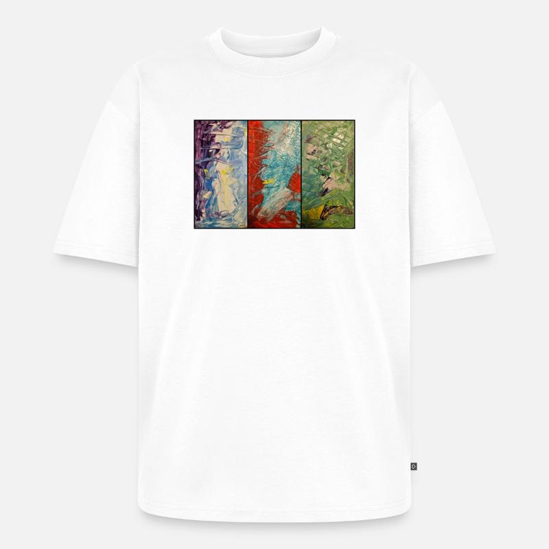 Triptychon Farbfluss - Unisex Premium Oversized Bio T-Shirt - Weiß