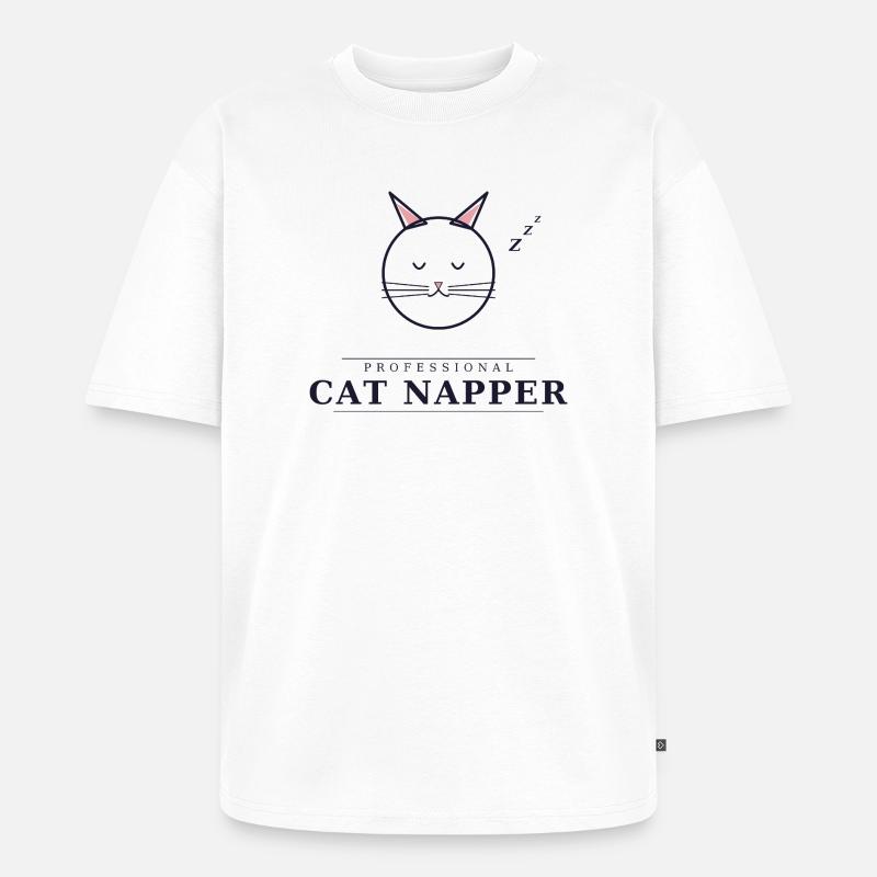 professional cat napper - Unisex Premium Oversized Bio T-Shirt - Weiß