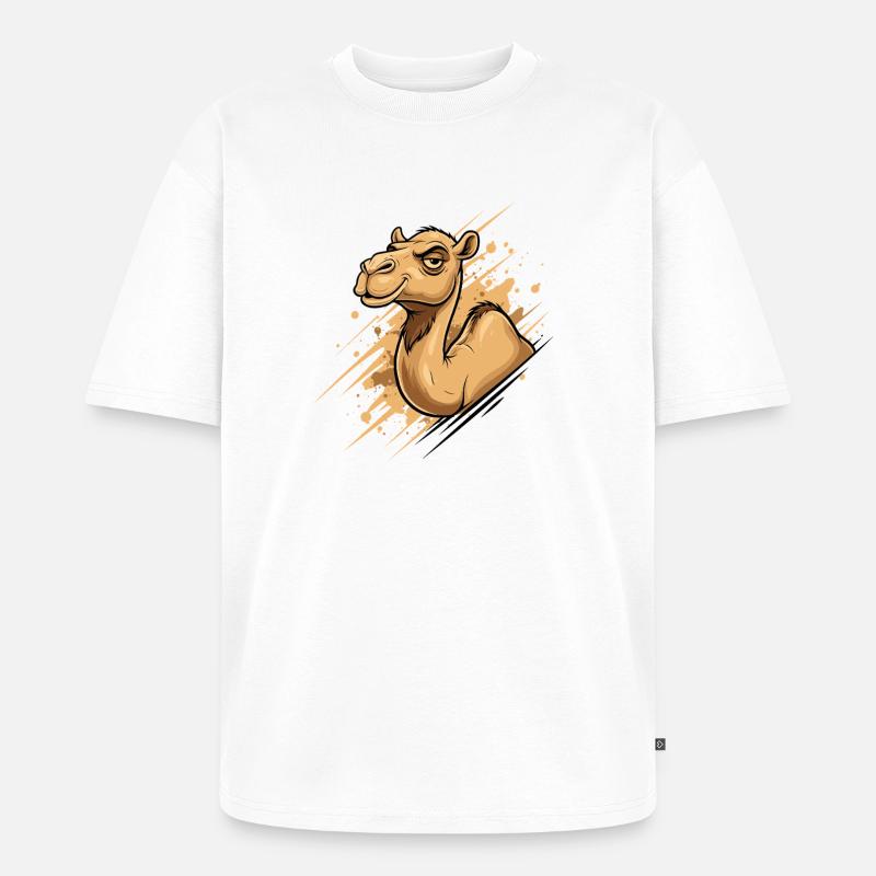 Kamel Karikatur Spritz-Splash - Unisex Premium Oversized Bio T-Shirt - Weiß