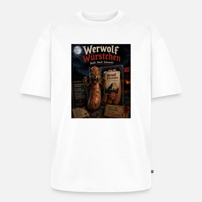 Werwolf Würstchen  - Unisex Premium Oversized Bio T-Shirt - Weiß