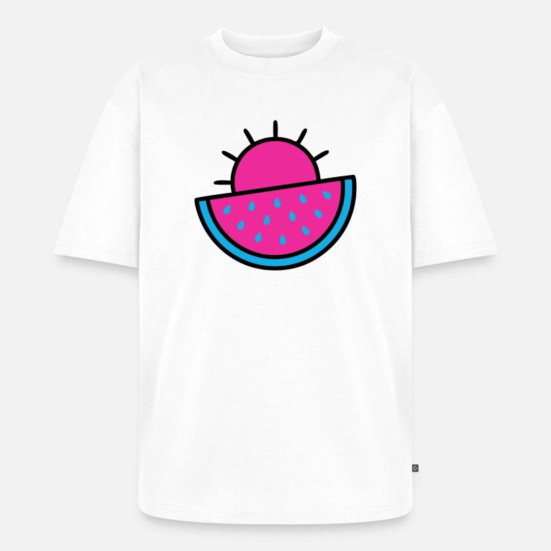 Wassermelone Sonne 90s Pop-Art - Unisex Premium Oversized Bio T-Shirt - Weiß