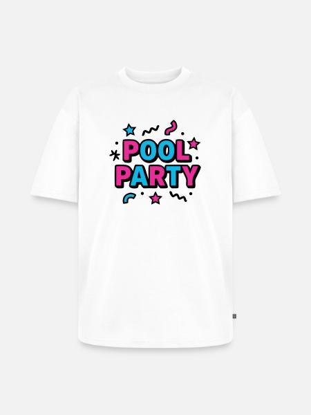 Pool Party 90s Lettering - Unisex Premium Oversized Organic T-Shirt - white