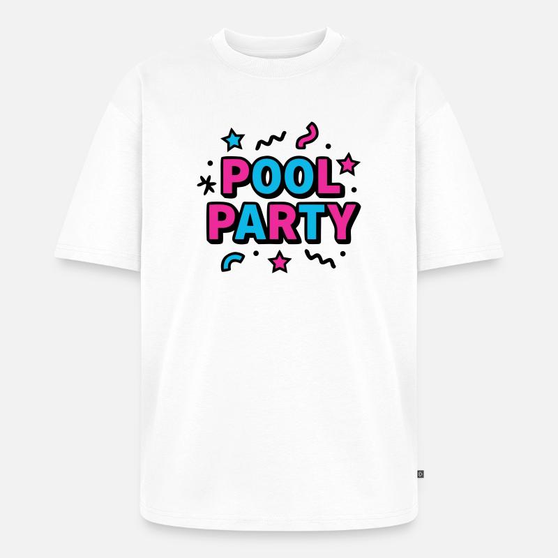 Pool Party 90er Schriftzug - Unisex Premium Oversized Bio T-Shirt - Weiß