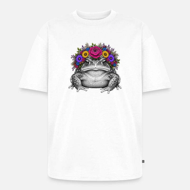 Toad with flower crown - Unisex Premium Oversized Organic T-Shirt - white