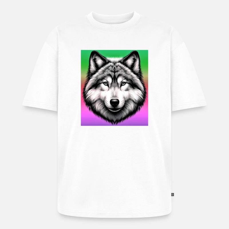Wolf - Unisex Premium Oversized Bio T-Shirt - Weiß