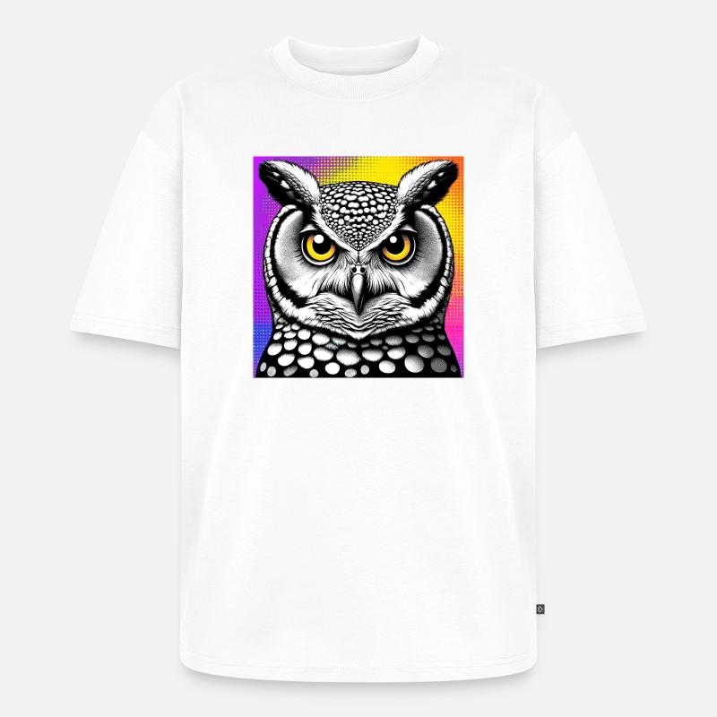 Eule - Unisex Premium Oversized Bio T-Shirt - Weiß