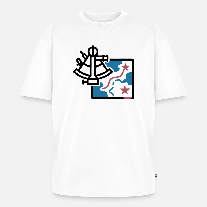 Sextant Navigation Map Vector - Unisex Premium Oversized Organic T-Shirt - white