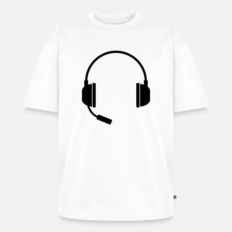 Headset mit Mikrofon - Unisex Premium Oversized Bio T-Shirt - Weiß