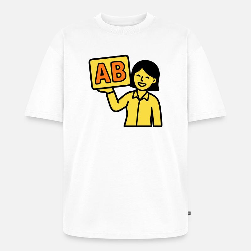 Teacher Elementary School ABC Vector - Unisex Premium Oversized Organic T-Shirt - white