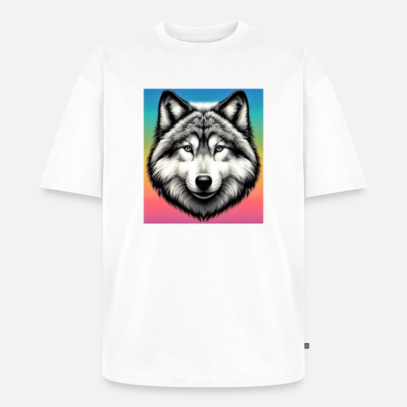 Wolf - Unisex Premium Oversized Bio T-Shirt - Weiß