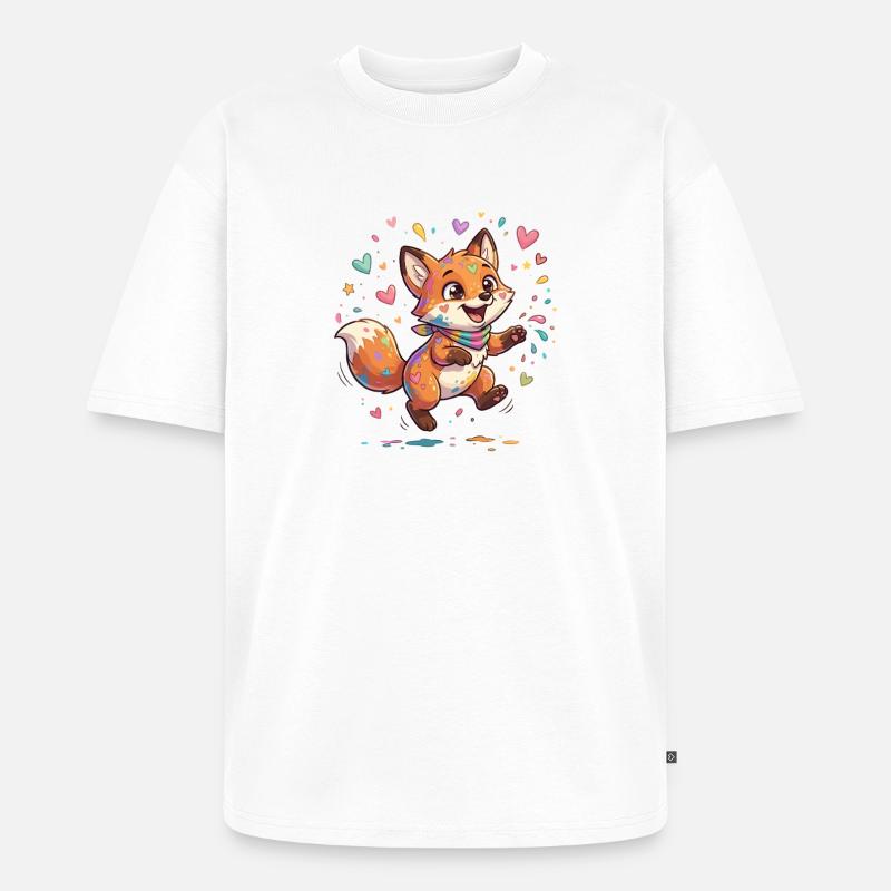 Liebenswerter Regenbogenfuchs - Unisex Premium Oversized Bio T-Shirt - Weiß