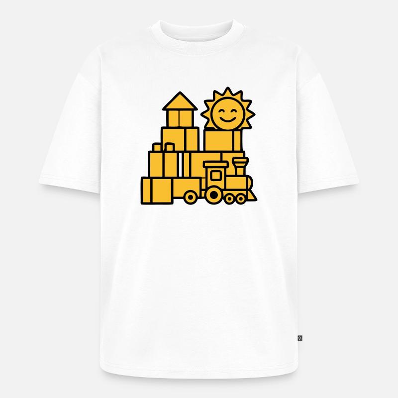 Bauklötze Eisenbahn Spielzeug - Unisex Premium Oversized Bio T-Shirt - Weiß