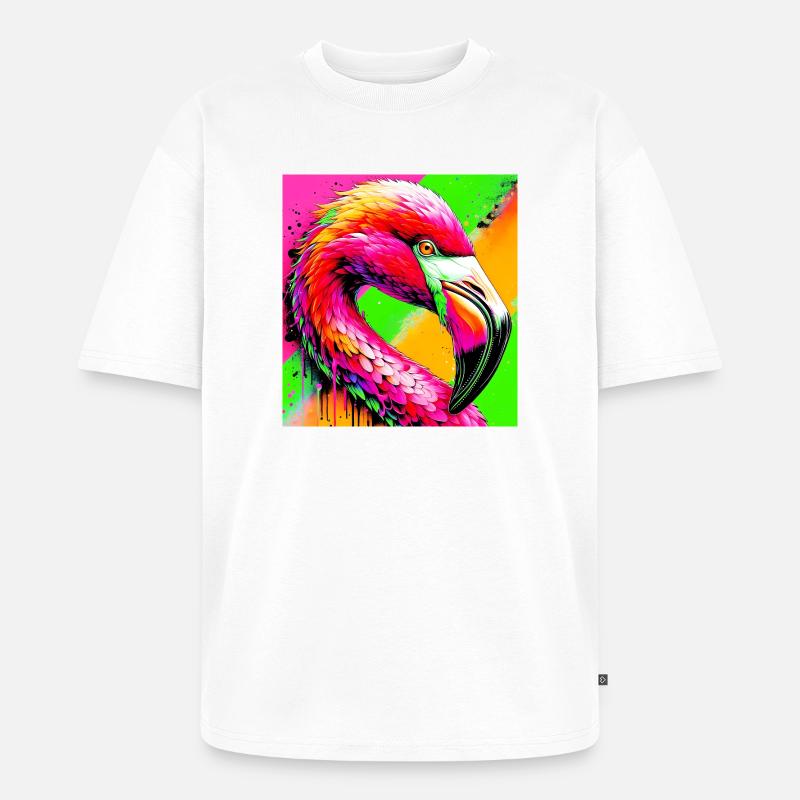 Flamingo - Unisex Premium Oversized Bio T-Shirt - Weiß