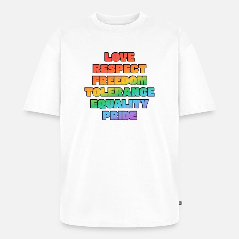 Regenbogenstolz-Werte - Unisex Premium Oversized Bio T-Shirt - Weiß
