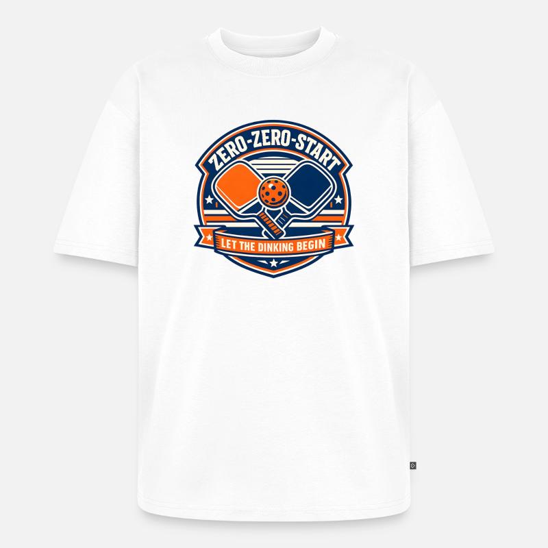 Zero-Zero-Start Drinking Badge - Unisex Premium Oversized Organic T-Shirt - white