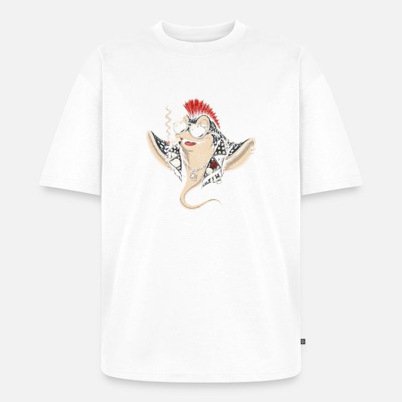 Punk-Rochen mit Mohawk Sonnenbrille - Unisex Premium Oversized Bio T-Shirt - Weiß