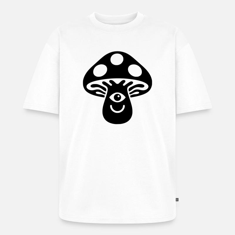 Psychedelischer Pilz mit Auge Motiv - Unisex Premium Oversized Bio T-Shirt - Weiß
