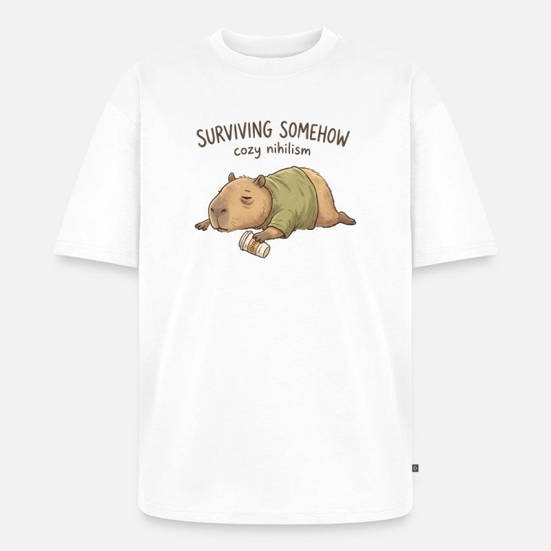 Kuscheliger Nihilismus Capybara - Unisex Premium Oversized Bio T-Shirt - Weiß