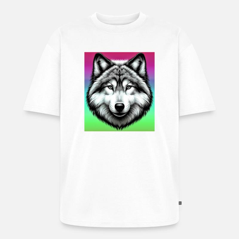 Wolf - Unisex Premium Oversized Bio T-Shirt - Weiß