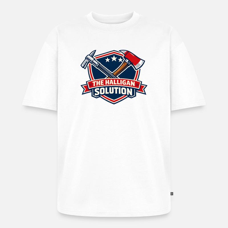Halligan Solution Schild Grafik - Unisex Premium Oversized Bio T-Shirt - Weiß