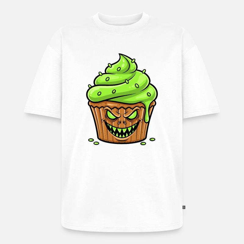 Cupcake Green effrayant - T-shirt Premium bio oversize Unisexe - blanc