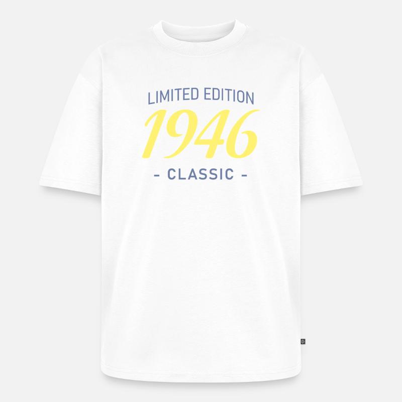 Tee 80 Ans 1946 Typographie Bold - T-shirt Premium bio oversize Unisexe - blanc