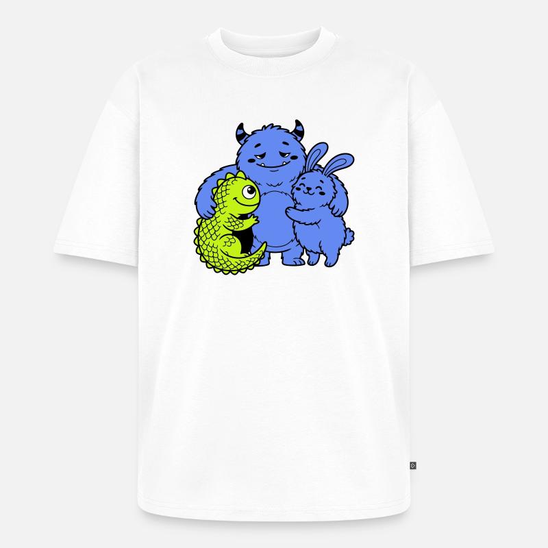 Monstres mignons - T-shirt Premium bio oversize Unisexe - blanc
