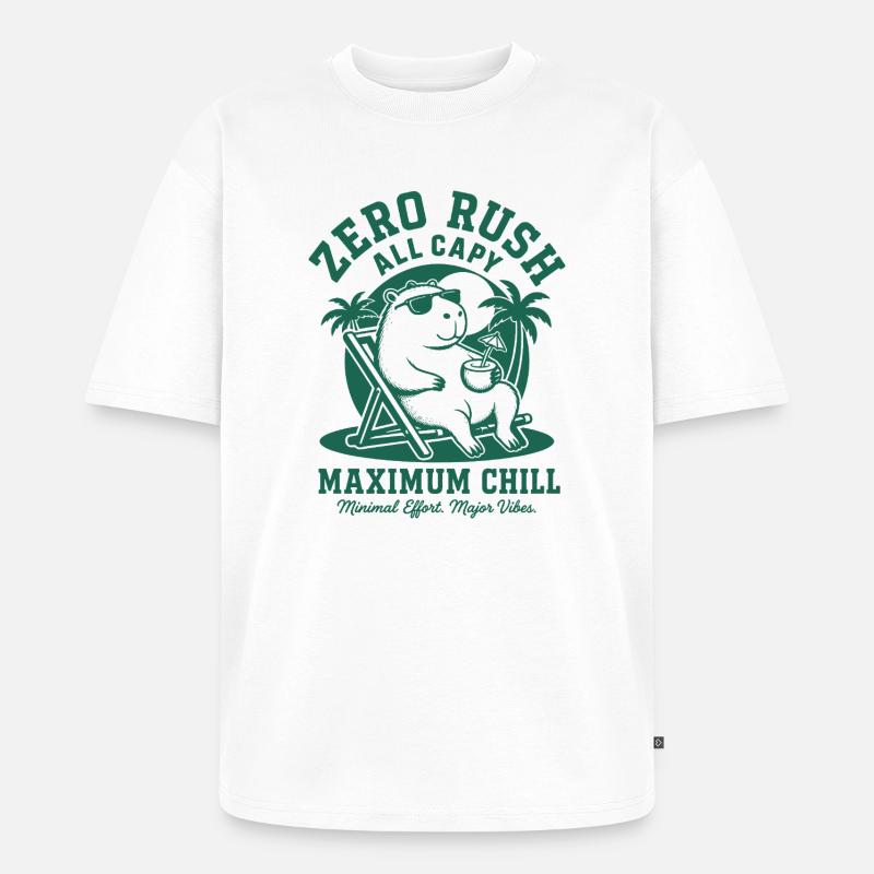 Zero Rush Capybara Chill - T-shirt Premium bio oversize Unisexe - blanc
