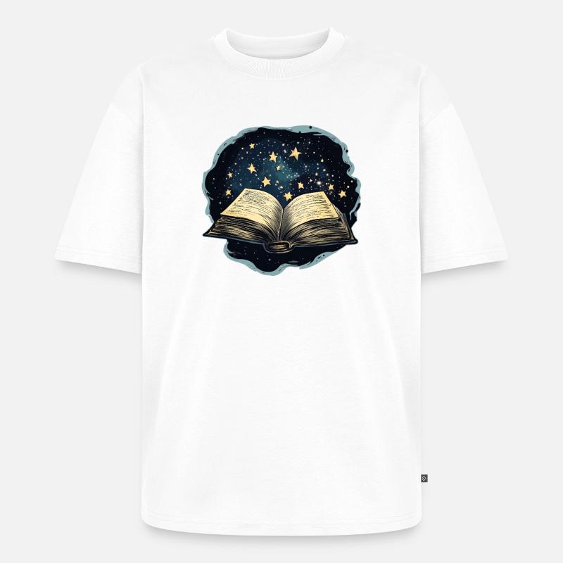 Buch mit Sternen - Unisex Premium Oversized Bio T-Shirt - Weiß