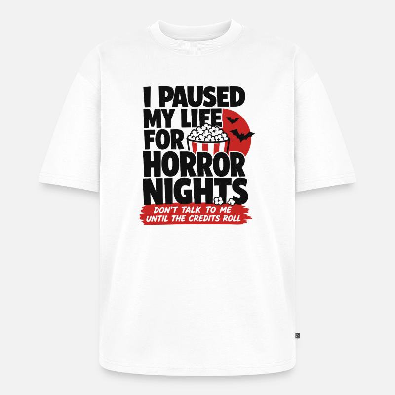 Horror Nights Credits Roll - Unisex Premium Oversized Bio T-Shirt - Weiß