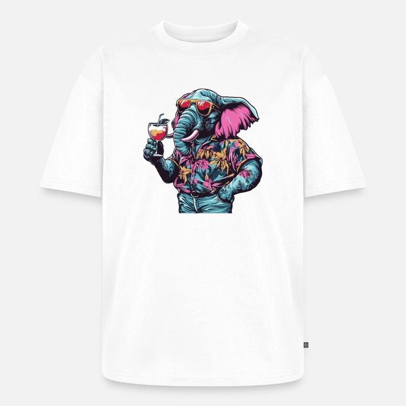 Elephant Comic Summer - Unisex Premium Oversized Organic T-Shirt - white