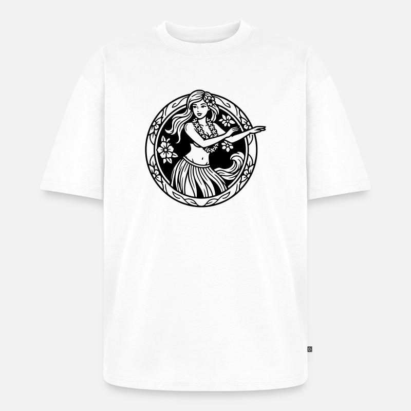 Hula-Mädchen - Unisex Premium Oversized Bio T-Shirt - Weiß