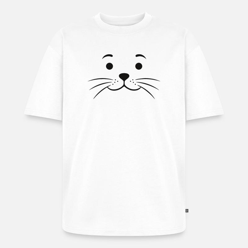 Robbengesicht Robbe Seehund Seehundgesicht - Unisex Premium Oversized Bio T-Shirt - Weiß
