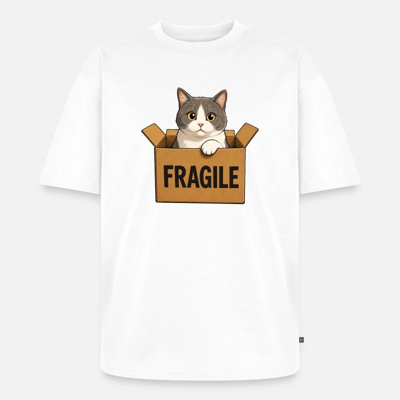 Katze im Karton - Unisex Premium Oversized Bio T-Shirt - Weiß