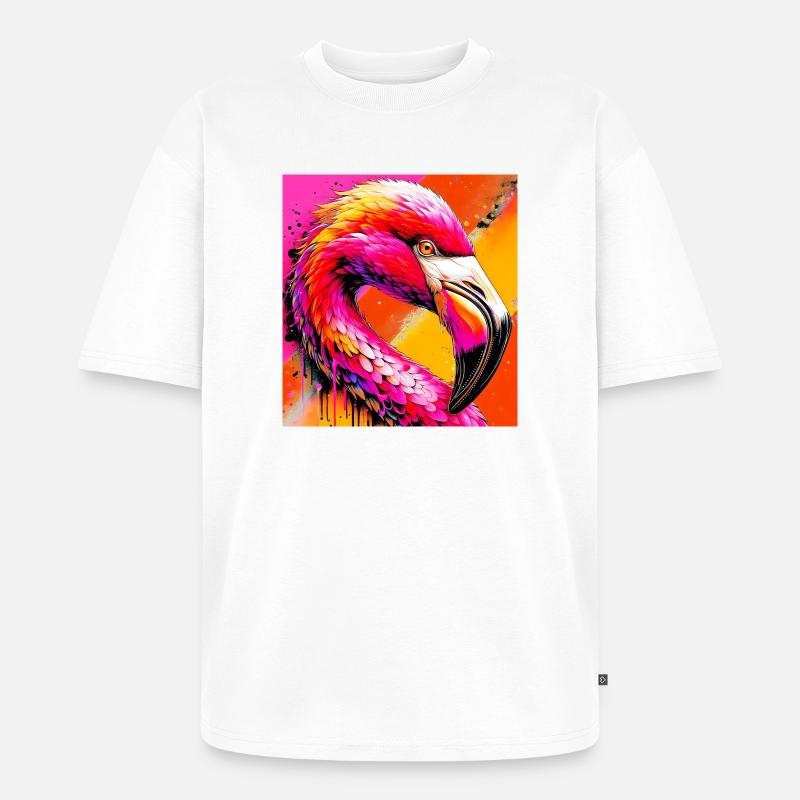 Flamingo - Unisex Premium Oversized Bio T-Shirt - Weiß