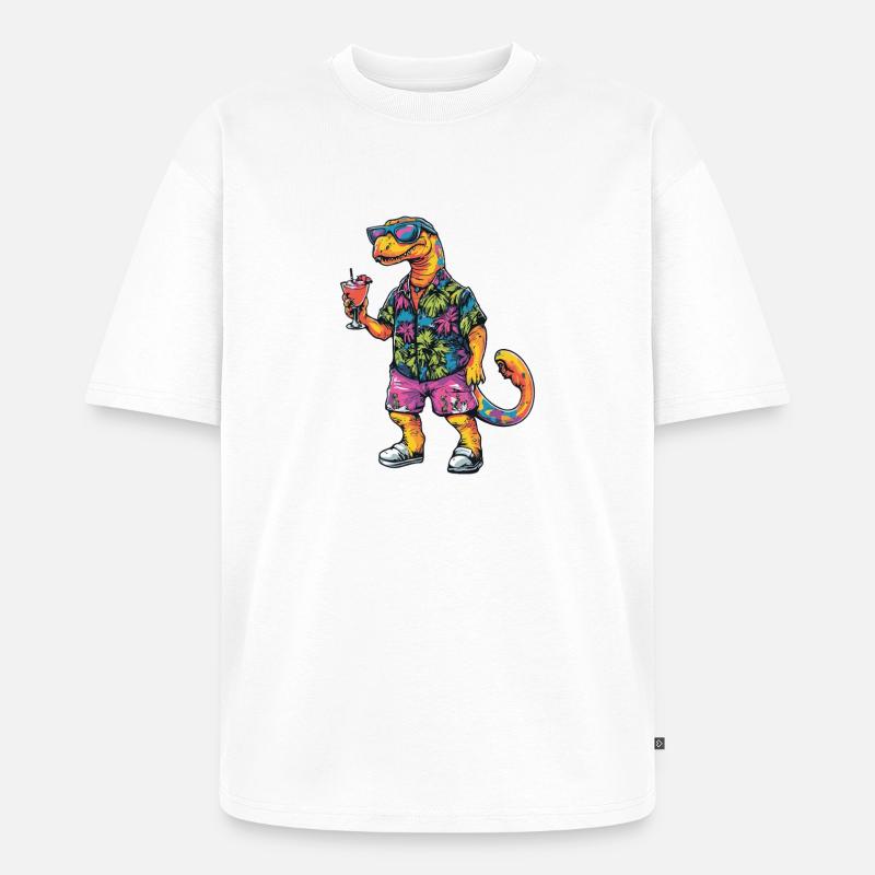 Dinosaurier brontosaurus Comic Sommer - Unisex Premium Oversized Bio T-Shirt - Weiß