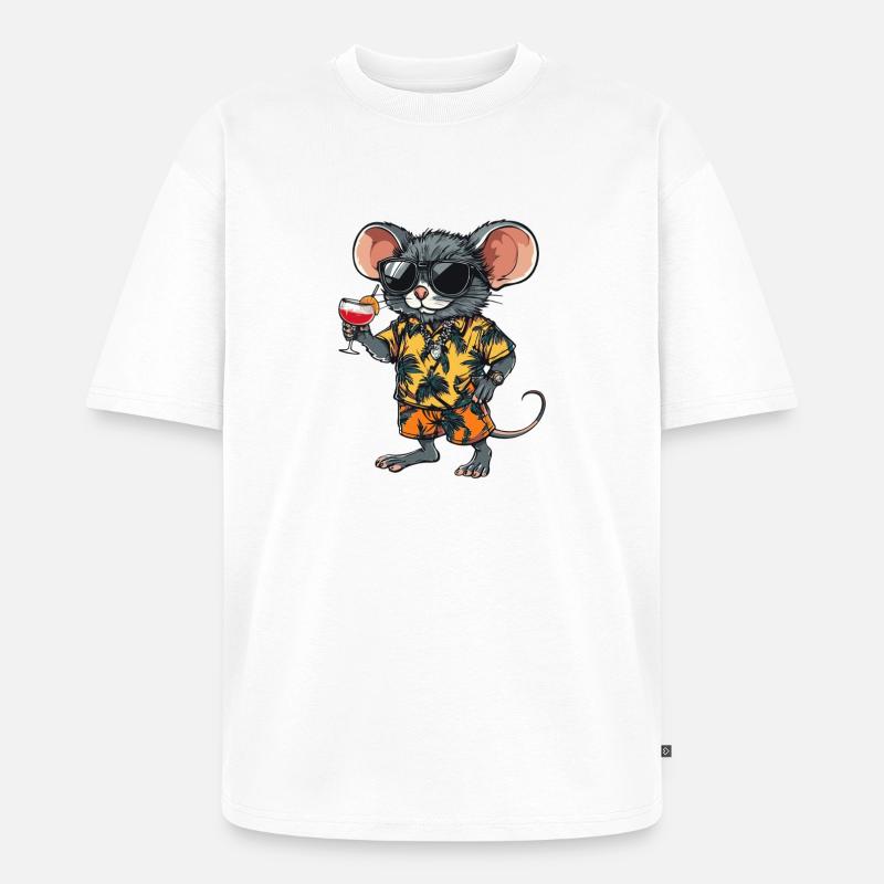 Maus Comic Sommer - Unisex Premium Oversized Bio T-Shirt - Weiß