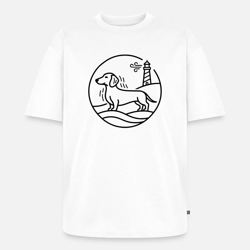 Teckel au lac - T-shirt Premium bio oversize Unisexe - blanc