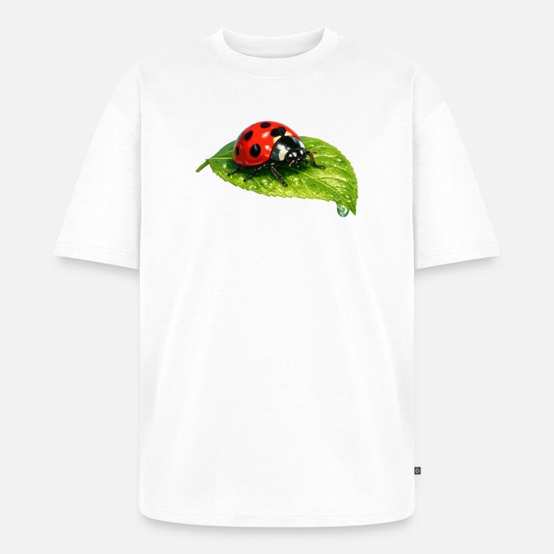 Ladybug on leaf - Unisex Premium Oversized Organic T-Shirt - white