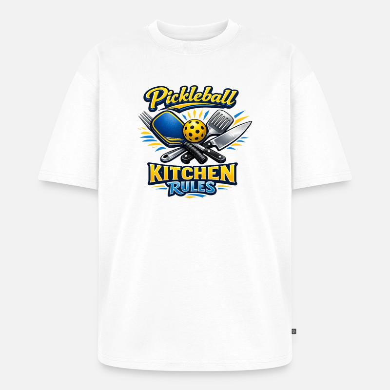 Pickleball Kitchen Rules - Unisex Premium Oversized Bio T-Shirt - Weiß