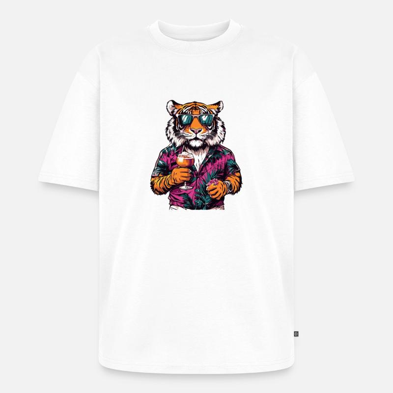 Tiger Comic Sommer - Unisex Premium Oversized Bio T-Shirt - Weiß