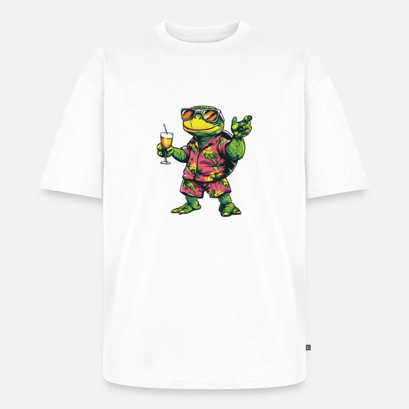 Turtle Comic Summer - Unisex Premium Oversized Organic T-Shirt - white
