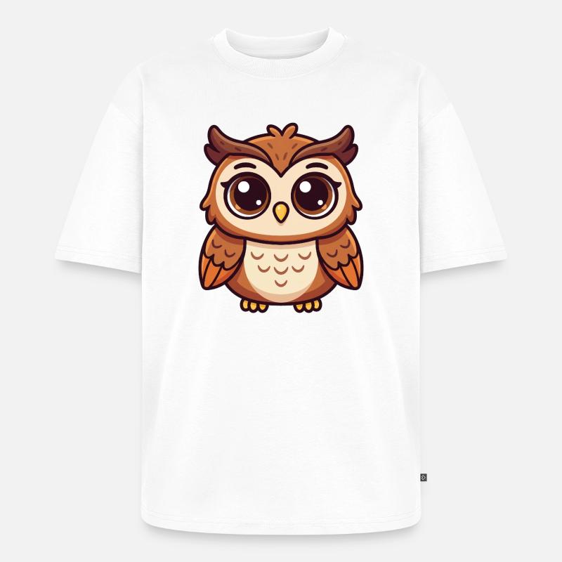 Verspielte Eule - Unisex Premium Oversized Bio T-Shirt - Weiß