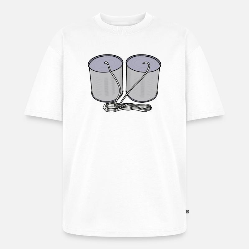 Blechdosen-Telefon - Unisex Premium Oversized Bio T-Shirt - Weiß