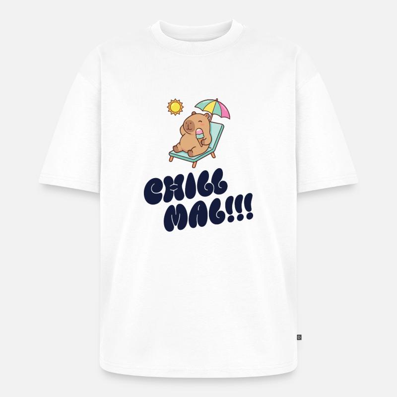 Sonnenbär am Strand mit Eis - Unisex Premium Oversized Bio T-Shirt - Weiß
