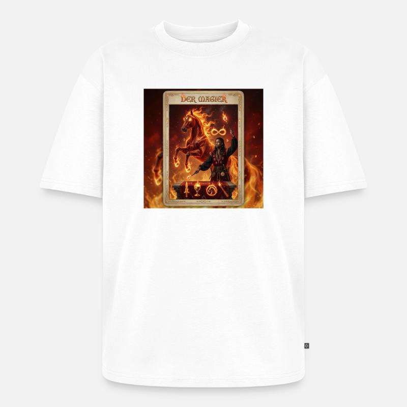Feuriges Pferd, der Magier - Unisex Premium Oversized Bio T-Shirt - Weiß