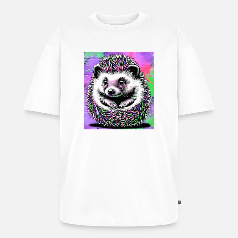 hérisson - T-shirt Premium bio oversize Unisexe - blanc