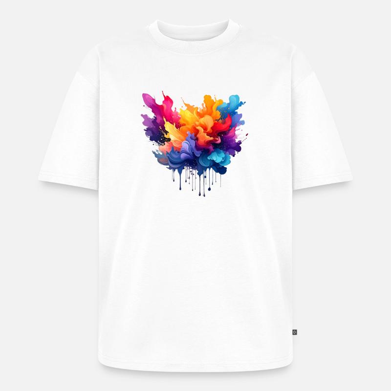 Farbexplosion Farbfluss - Unisex Premium Oversized Bio T-Shirt - Weiß